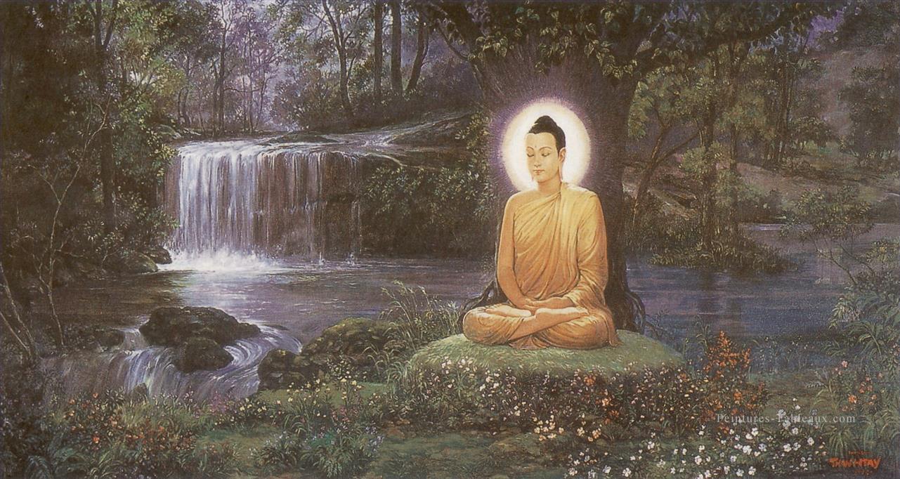Prince Siddhattha atteint l’illumination suprême et est devenu le Bouddha bouddhisme Peintures à l'huile